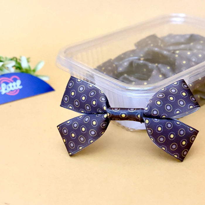 Dot Ring Navy – Ready-Made Satin Bows, Simple or Tail, Pack of 10