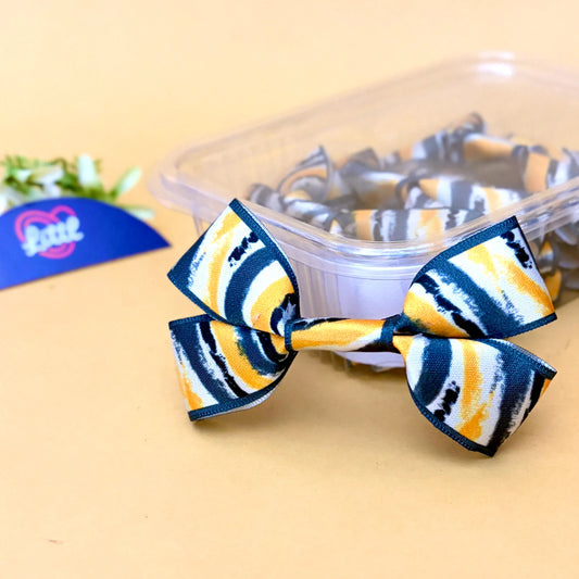 Ribbon Bow-Ribbon Bow 10 Pcs Pack Readymade Yellow Black Satin Craft-Littl