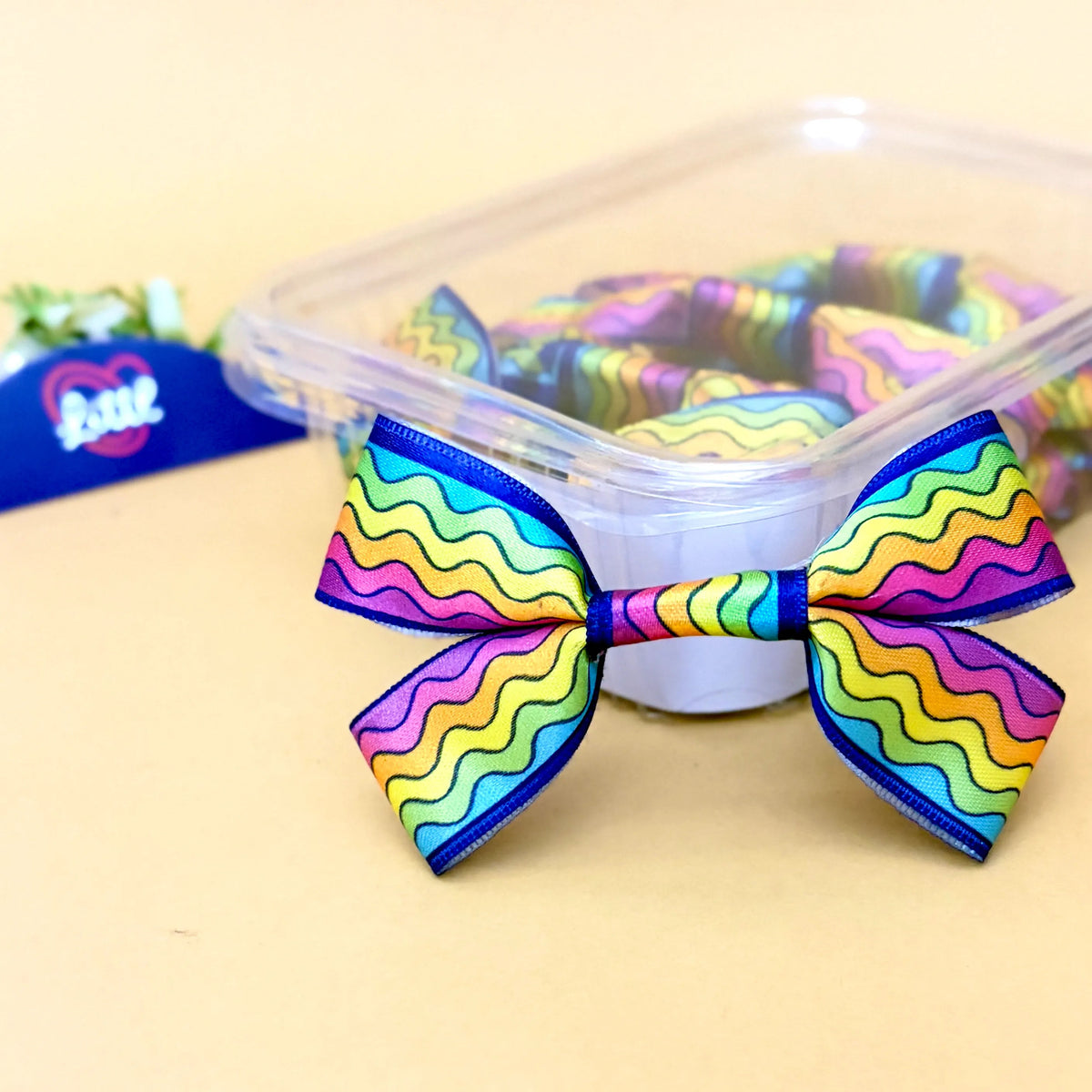 Rainbow Ripple – Ready-Made Satin Bows, pack of 10, by Littl
