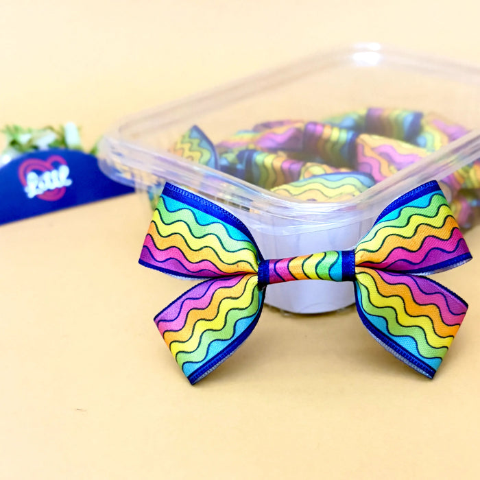 Rainbow Ripple – Ready-Made Satin Bows, Pack of 10