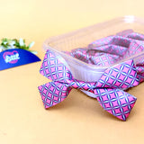 Trellis Pink Grey – Ready-Made Satin Bows, pack of 10, by Littl
