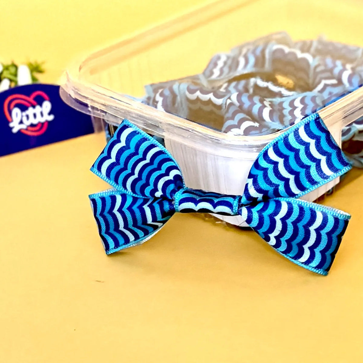 Waves Ocean Blue – Ready-Made Satin Bows, pack of 10, by Littl