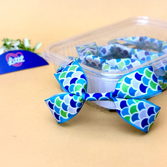 Mermaid Scale Lagoon – Ready-Made Satin Bows, Simple or Tail, Pack of 10