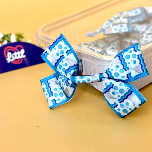 Ribbon Bow-Ribbon Bow 10 Pcs Pack Readymade Aqua Blue Hairpins-Littl