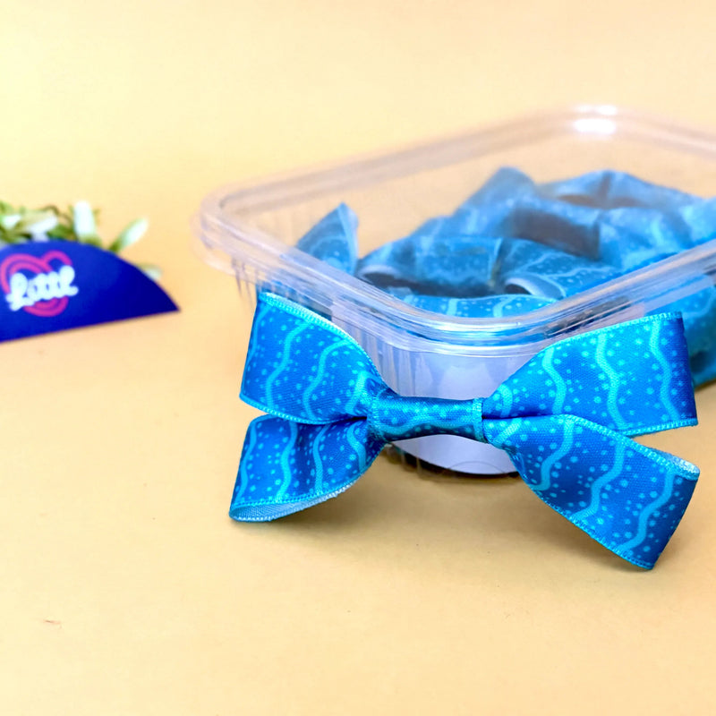 Ribbon Bow-Ribbon Bow 10 Pcs Pack Readymade Aqua Blue Hairpins-Littl