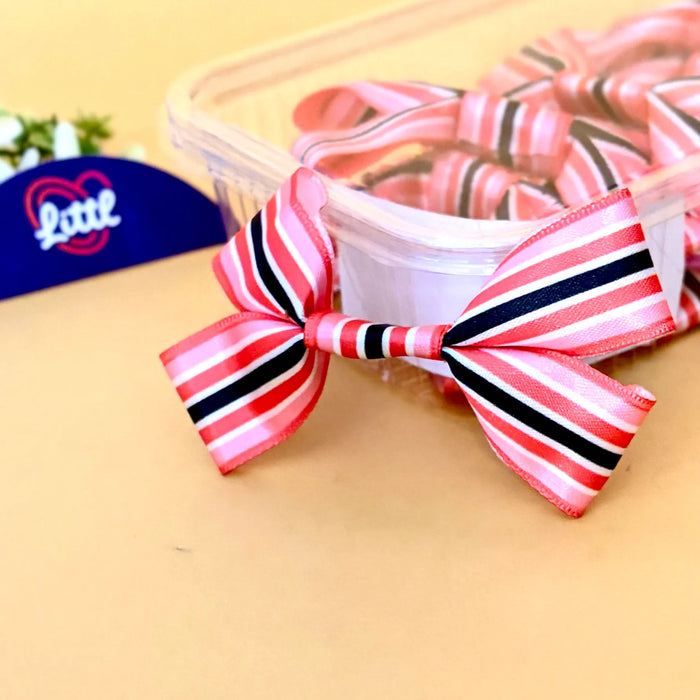 Stripe Blush Regatta – Ready-Made Satin Bows, Simple or Tail, Pack of 10