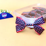 Zigzag Blush Black – Ready-Made Satin Bows, pack of 10, by Littl