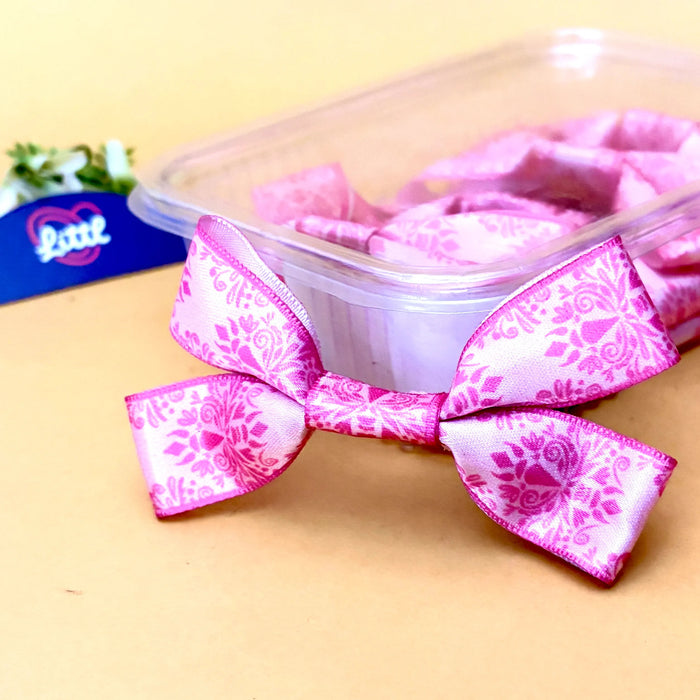Damask Petal Pink – Ready-Made Satin Bows, Simple or Tail, Pack of 10