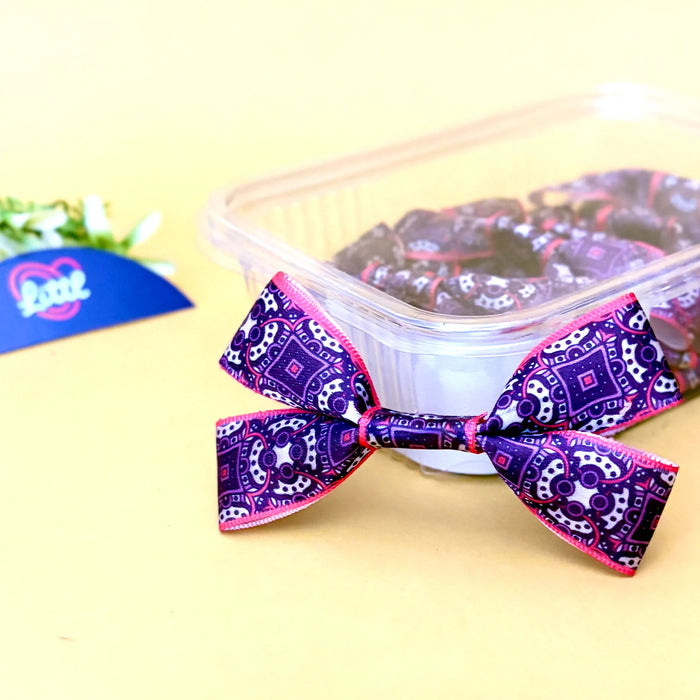 Bandana Violet – Ready-Made Satin Bows, Simple or Tail, Pack of 10