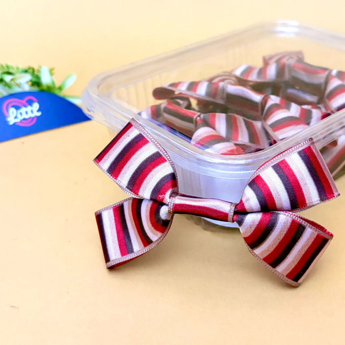 Stripe Berry Regatta – Ready-Made Satin Bows, Pack of 10