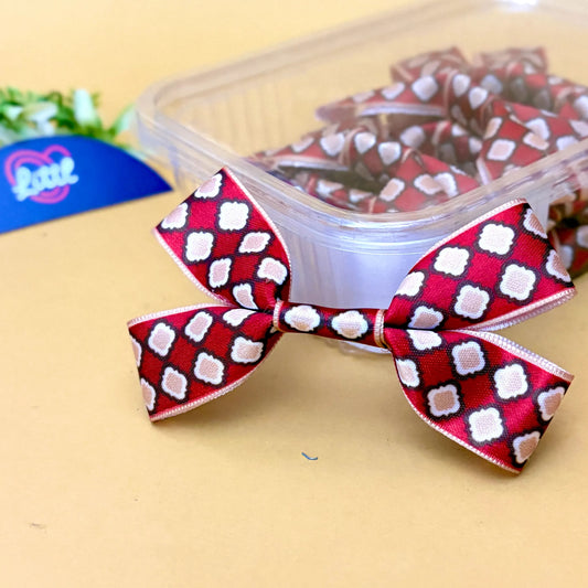 Ribbon Bow-Ribbon Bow 10 Pcs Pack Readymade Brown Red Garment Gifting-Littl
