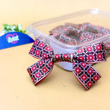 Tile Cherry Noir – Ready-Made Satin Bows, pack of 10, by Littl