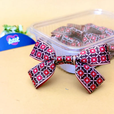 Ribbon Bow-Ribbon Bow 10 Pcs Pack Readymade Brown Red Garment Gifting-Littl