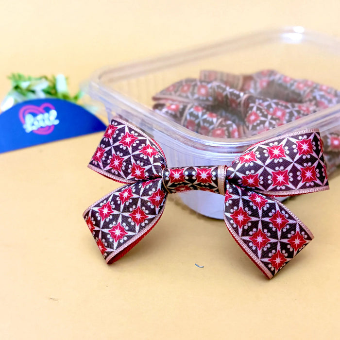 Tile Cherry Noir – Ready-Made Satin Bows, Simple or Tail, Pack of 10