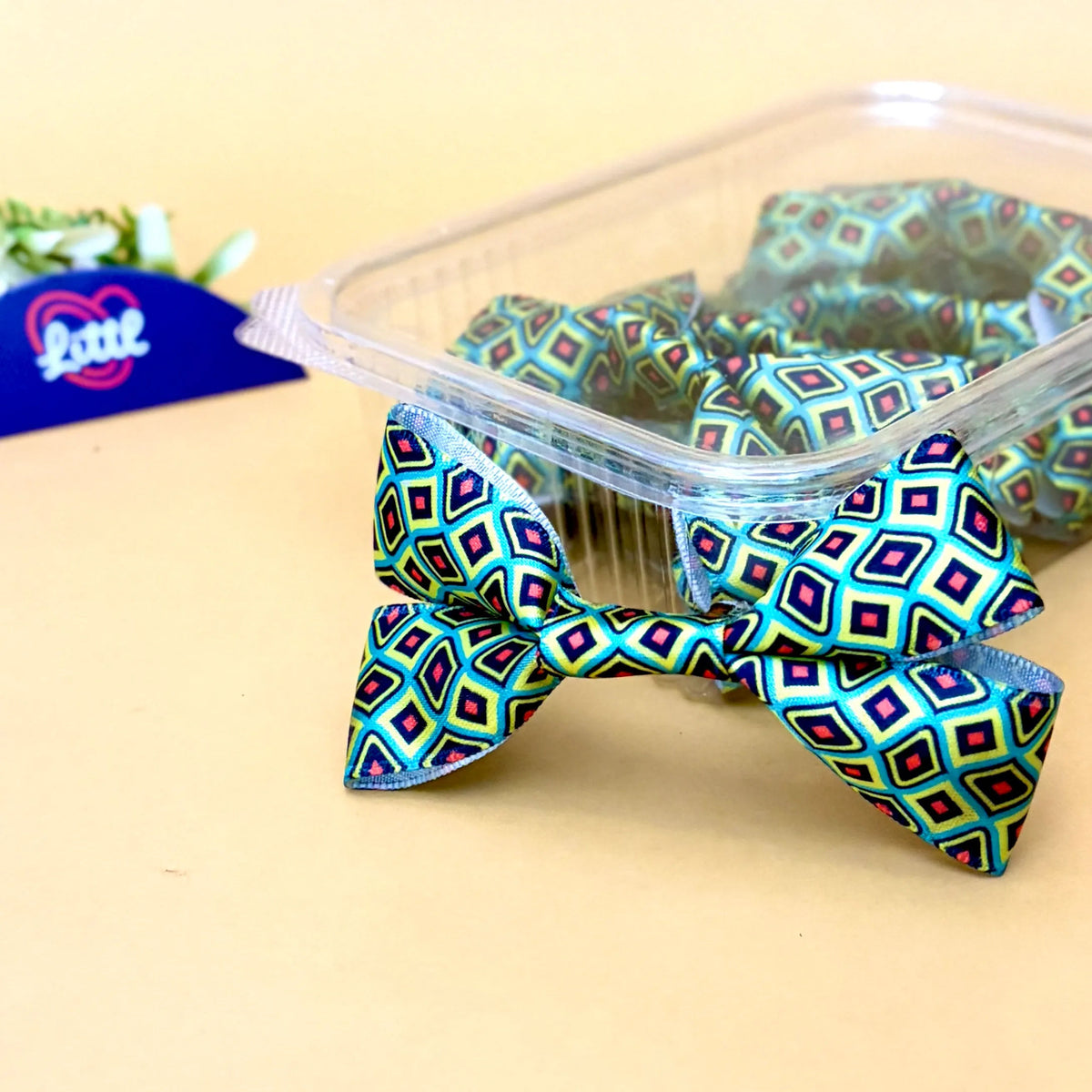 Diamond Aqua Lattice – Ready-Made Satin Bows, pack of 10, by Littl