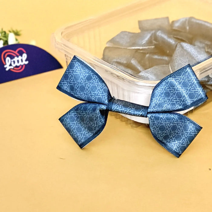 Denim Texture Blue – Ready-Made Satin Bows, Pack of 10