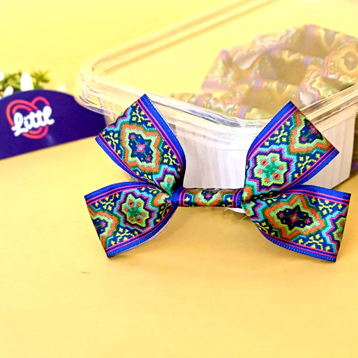 Kaleidoscope Folk Bright – Ready-Made Satin Bows, Pack of 10