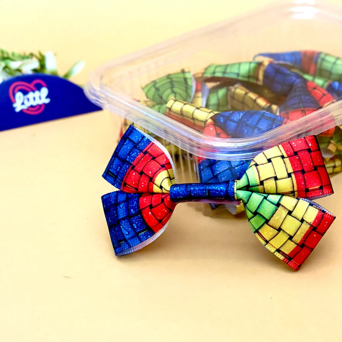 Colour Grid Primary – Ready-Made Satin Bows, Pack of 10