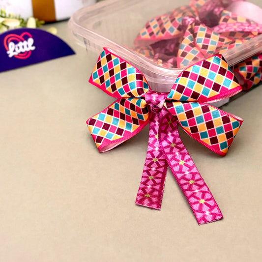 Ribbon Bow-Ribbon Bow 10 Pcs Pack Tail Readymade Multi Color Satin Craft-Littl