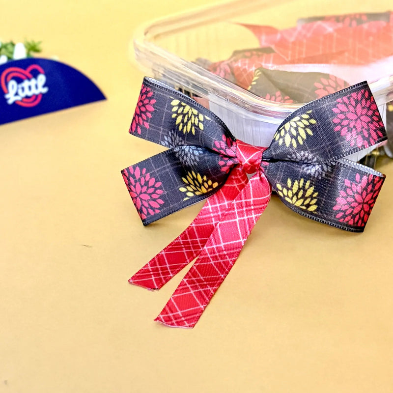 Ribbon Bow-Ribbon Bow 10 Pcs Pack Tail Readymade Pastel Red Brown Satin Craft-Littl