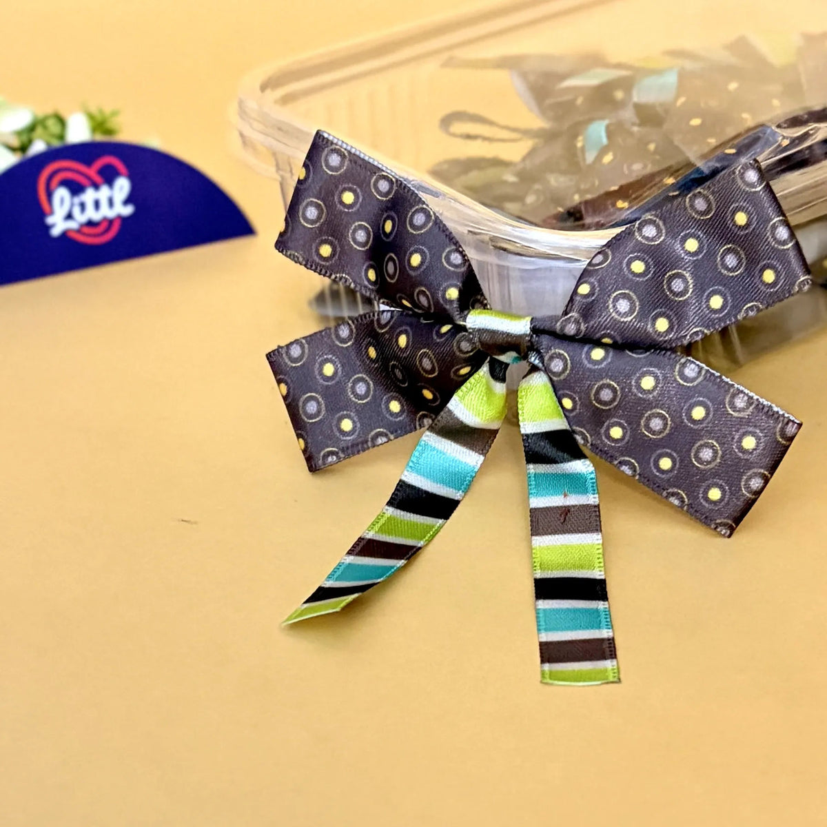 Dot Ring Navy – Ready-Made Satin Bows, Pack of 10   Littl