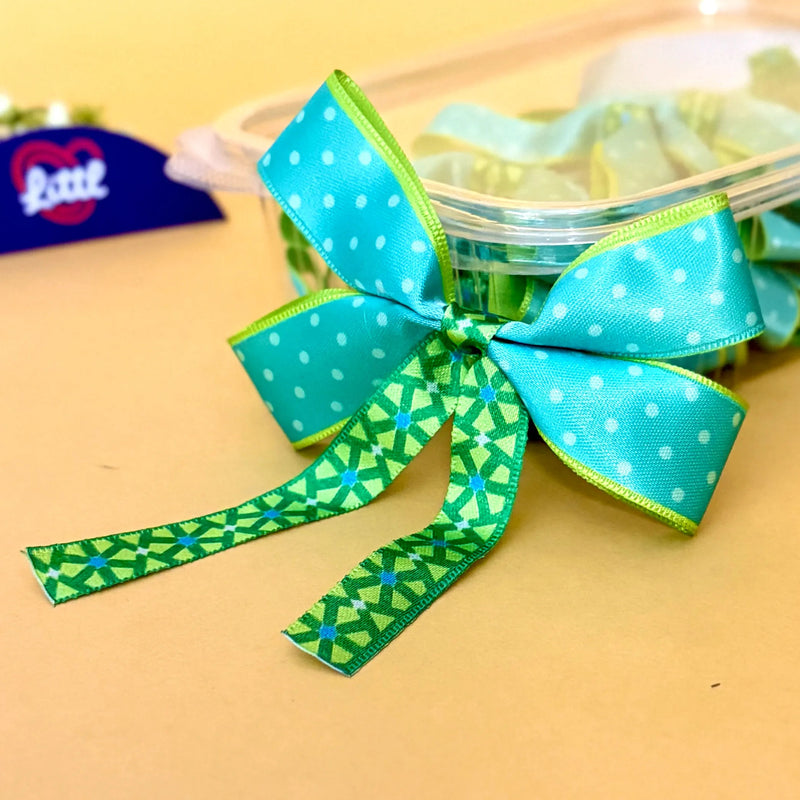 Ribbon Bow-Ribbon Bow 10 Pcs Pack Tail Readymade Transformative Teal Satin-Littl