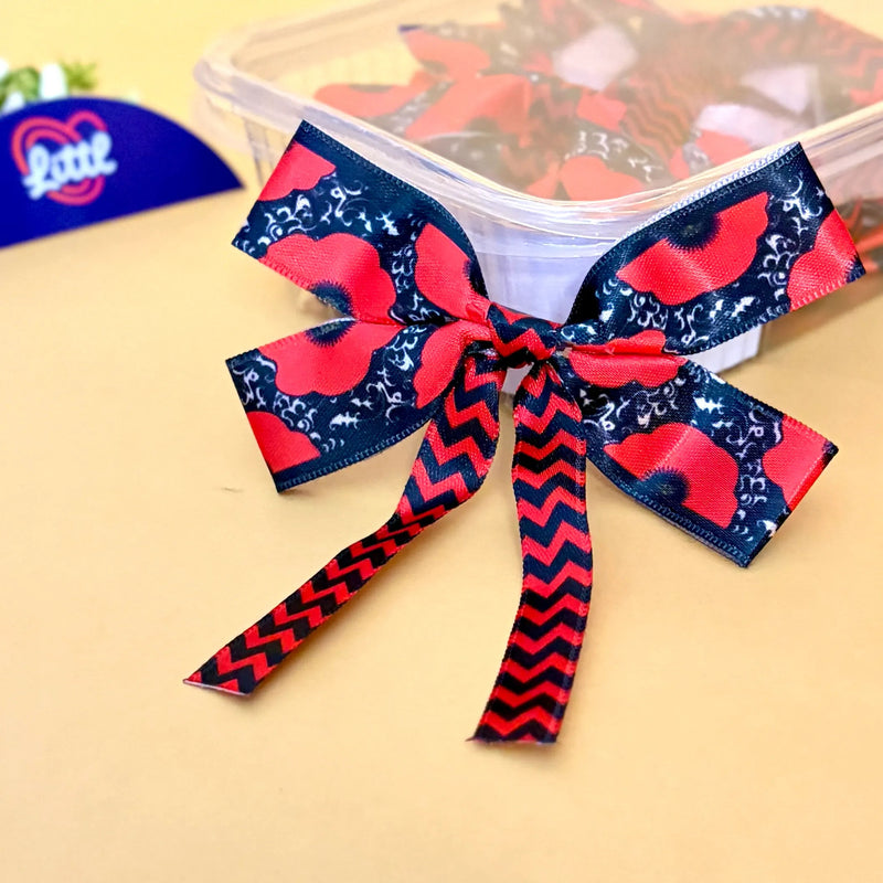 Ribbon Bow-Ribbon Bow 10 Pcs Pack Tail Readymade Red Black Satin Trousseau-Littl