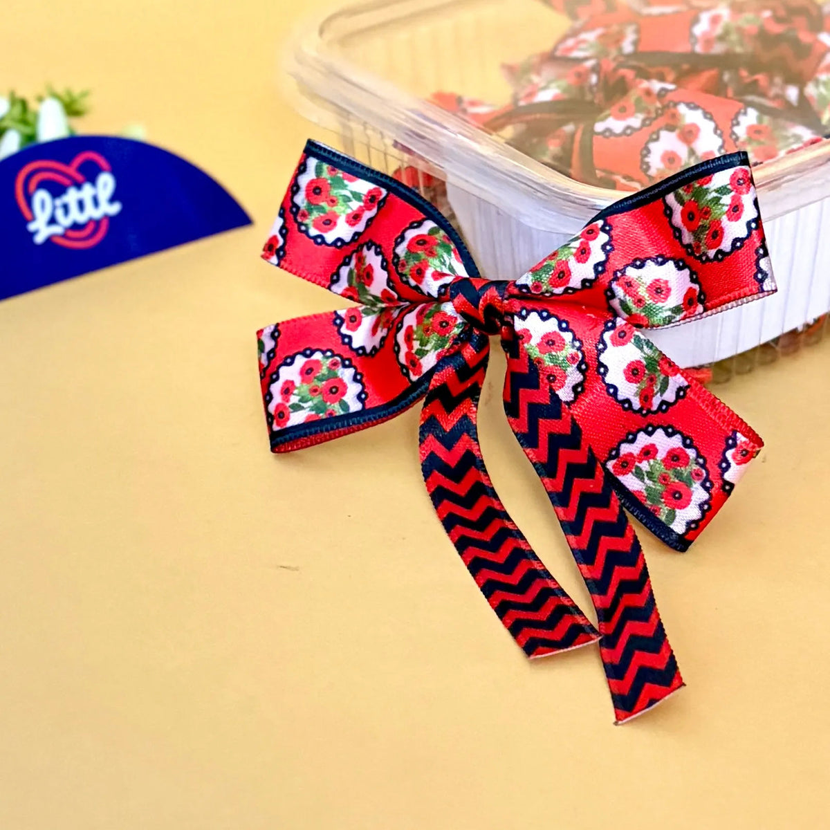 Rose Cameo Red – Ready-Made Satin Bows, Pack of 10   Littl