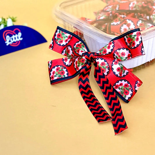 Ribbon Bow-Ribbon Bow 10 Pcs Pack Tail Readymade Red Black Satin Trousseau-Littl