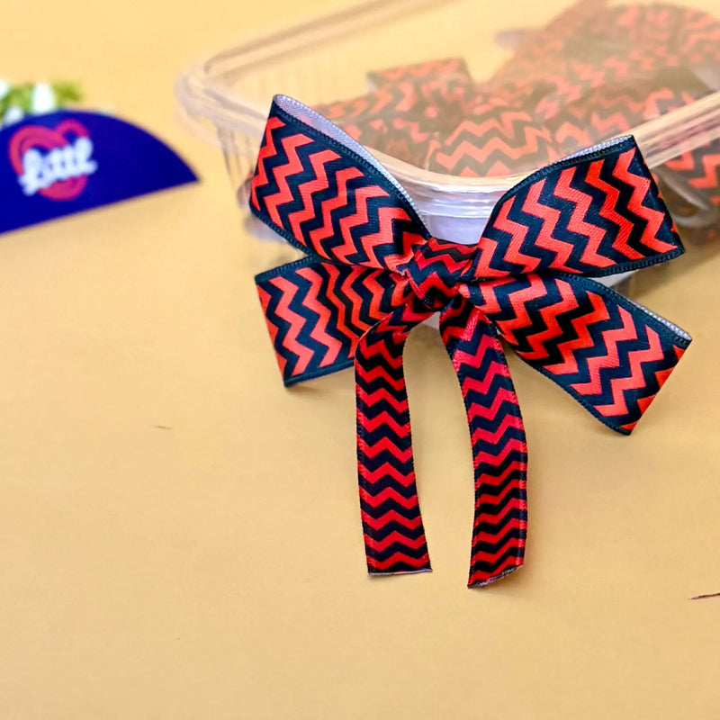 Ribbon Bow-Ribbon Bow 10 Pcs Pack Tail Readymade Red Black Satin Trousseau-Littl