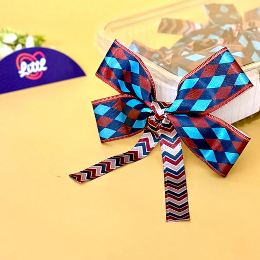 Ribbon Bow-Ribbon Bow 10 Pcs Pack Tail Readymade Blue Maroon Gift Warpping-Littl