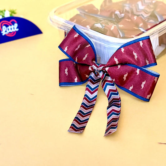 Ribbon Bow-Ribbon Bow 10 Pcs Pack Tail Readymade Blue Maroon Gift Warpping-Littl