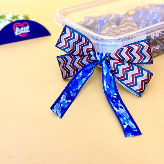 Ribbon Bow-Ribbon Bow 10 Pcs Pack Tail Readymade Blue Maroon Gift Warpping-Littl