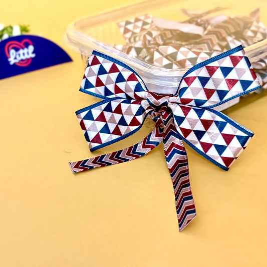 Ribbon Bow-Ribbon Bow 10 Pcs Pack Tail Readymade Blue Maroon Gift Warpping-Littl