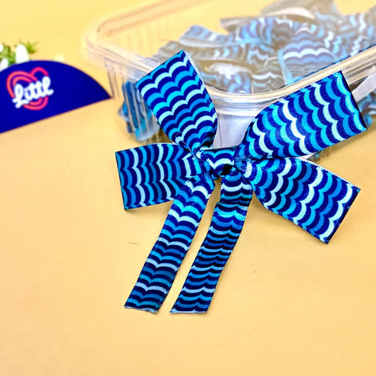 Ribbon Bow-Ribbon Bow 10 Pcs Pack Tail Readymade Aqua Blue Hairpins-Littl