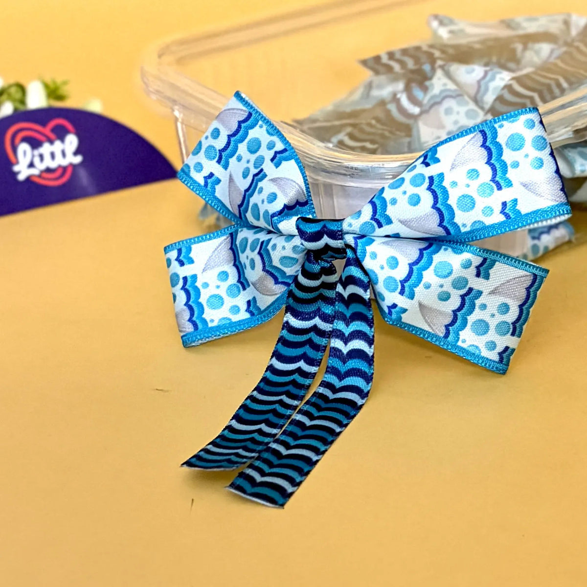 Bubble Wave Aqua – Ready-Made Satin Bows, Pack of 10   Littl