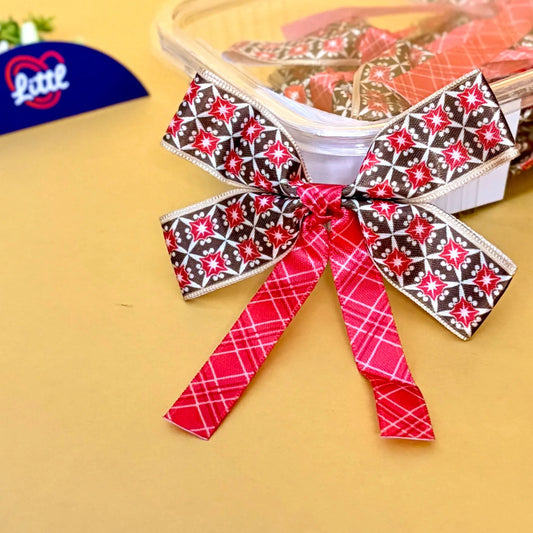 Ribbon Bow-Ribbon Bow 10 Pcs Pack Tail Readymade Brown Red Garment Gifting-Littl