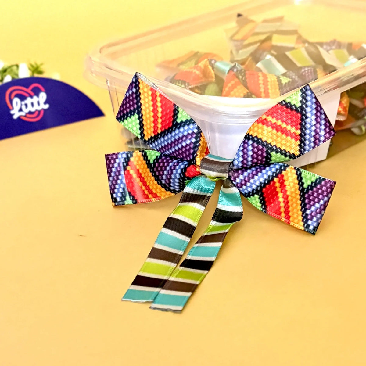 Knit Stripe Rainbow – Ready-Made Satin Bows, Pack of 10   Littl