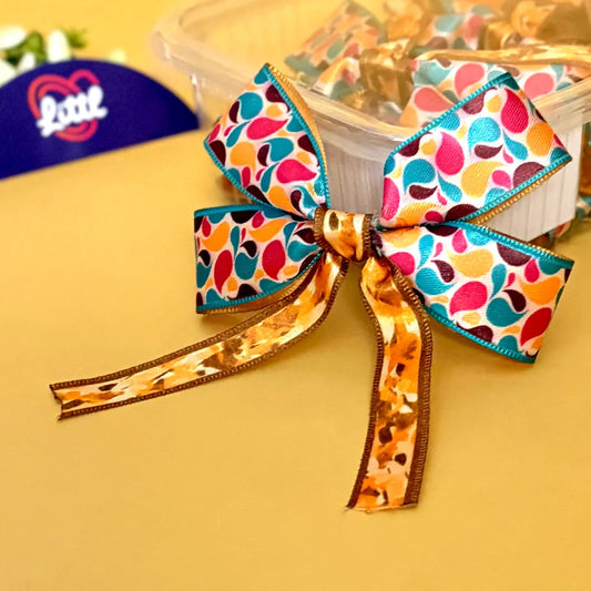 Ribbon Bow-Ribbon Bow 10 Pcs Pack Tail Readymade Multi Color Satin Craft-Littl