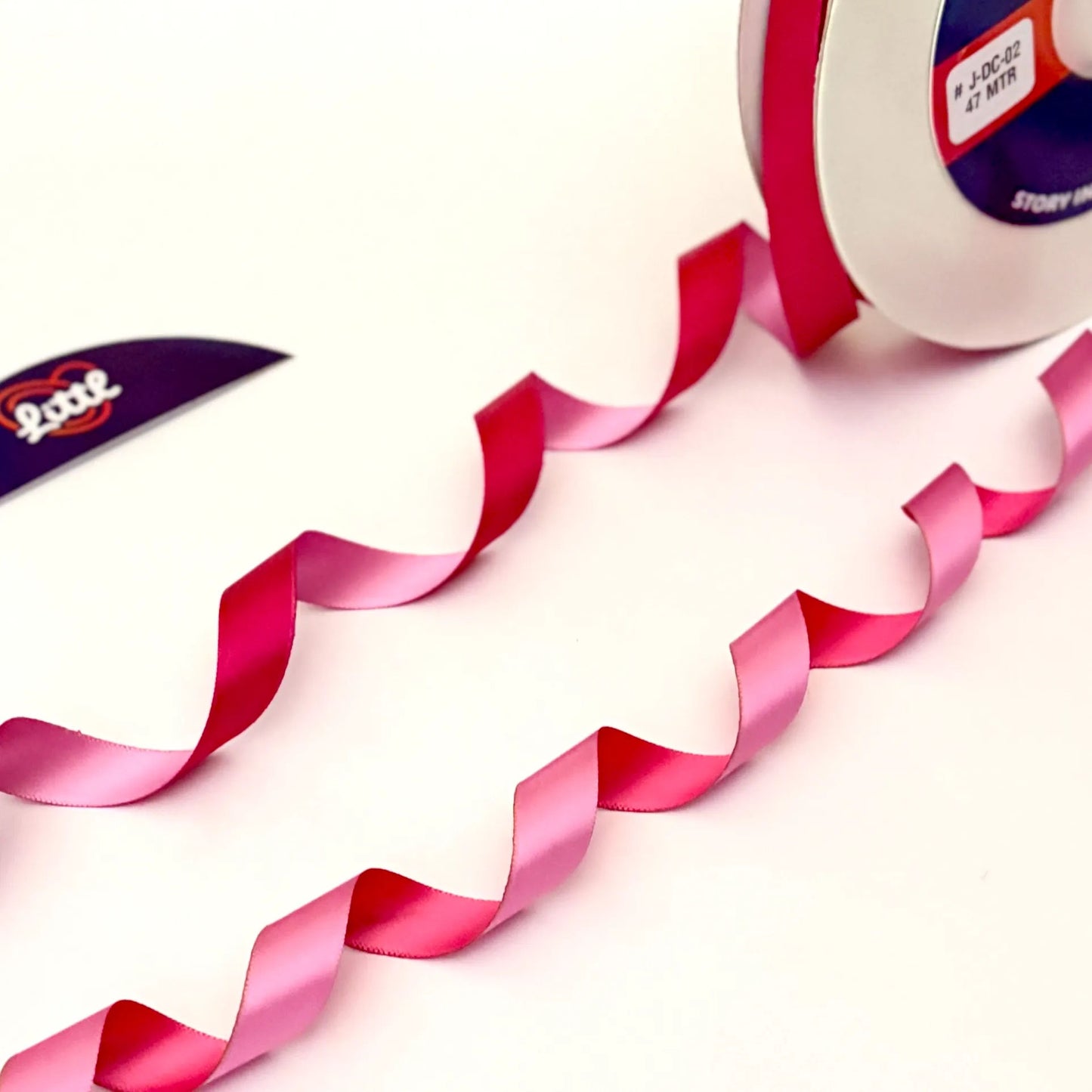 ribbon-satin ribbon 1/2 inch 47m fuchsia pink two color gifting-littl