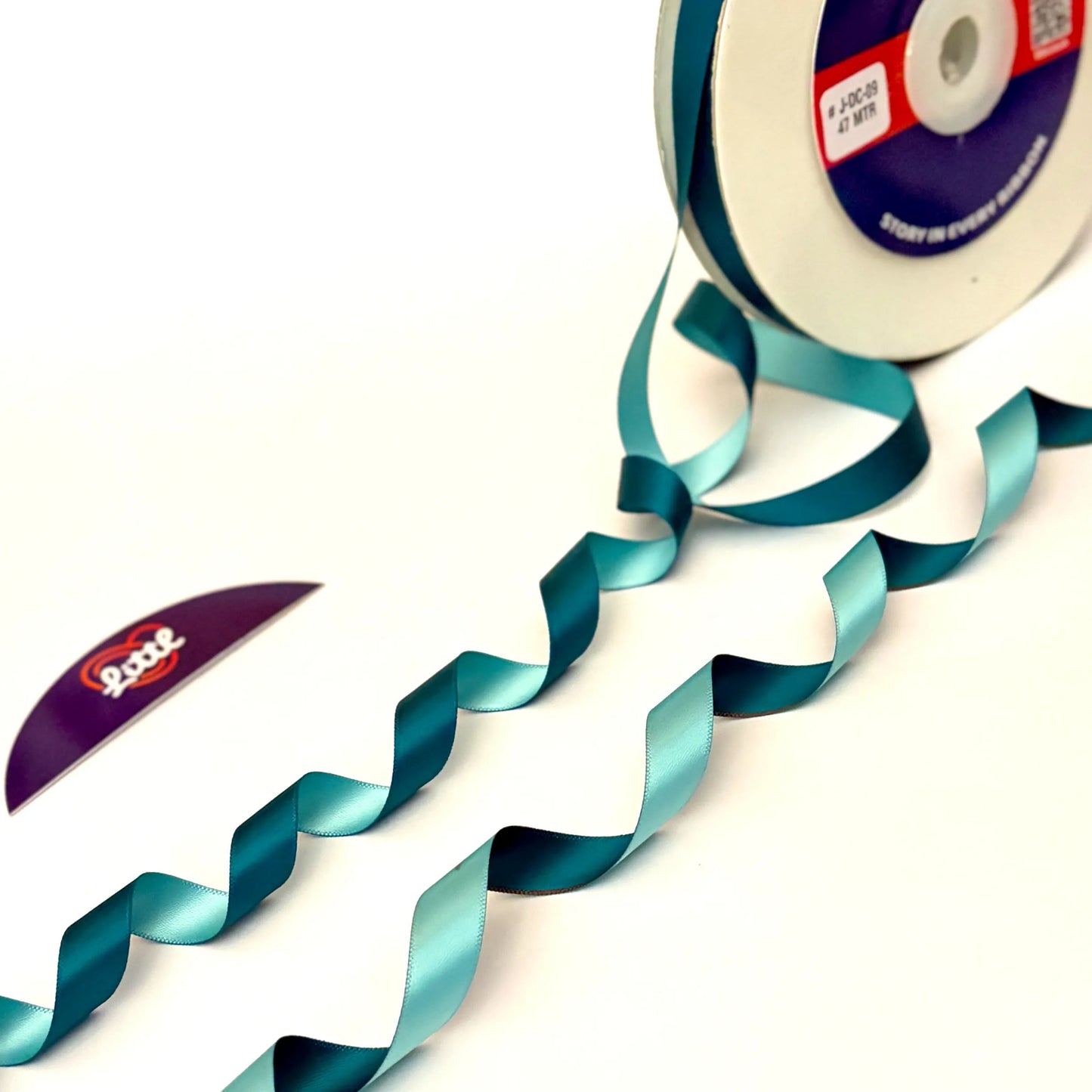 ribbon-ribbon 1/2 inch 47m teal seagreen two color giftwrap-littl