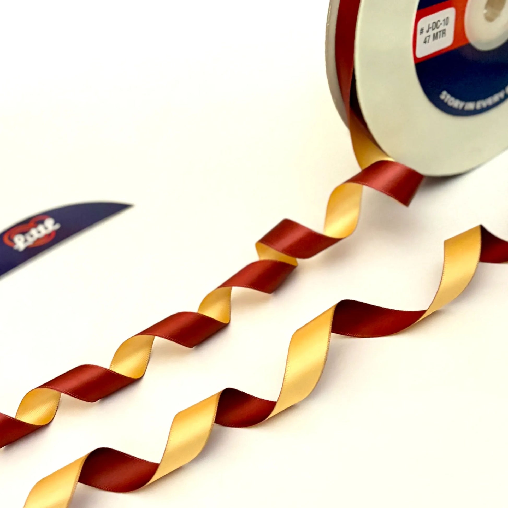 Ribbon-Gift Ribbon 1/2 Inch 47m Maroon Cream Two Color Giftwrap-Littl