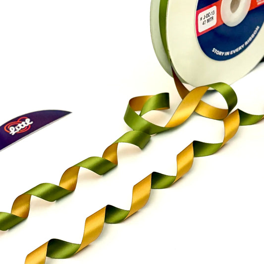 Ribbon-Gift Ribbon 1/2 Inch 47m Olive Mustard Two Color Giftwrap-Littl