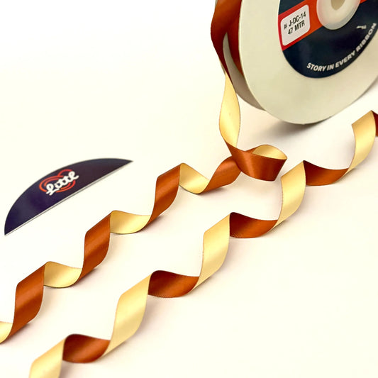 Ribbon-Satin Ribbon 1/2 Inch 47m Rust Cream Two Color Giftwrap-Littl