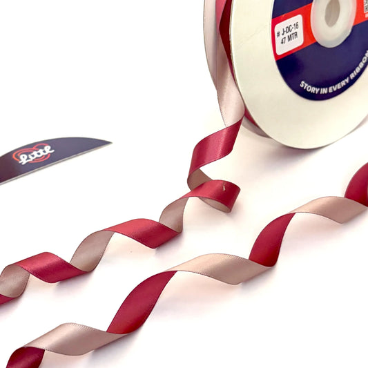 Ribbon-Satin Ribbon 1/2 Inch 47m Dusty Pink Slate Grey Giftwrap-Littl