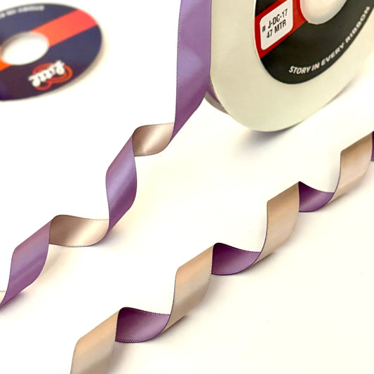 Ribbon-Satin Ribbon 1/2 Inch 47m Lilac Beige Two Color Giftwrap-Littl