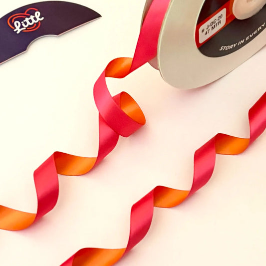 Ribbon-Satin Ribbon 1/2 Inch 47m Orange Rani Two Color Giftwrap-Littl