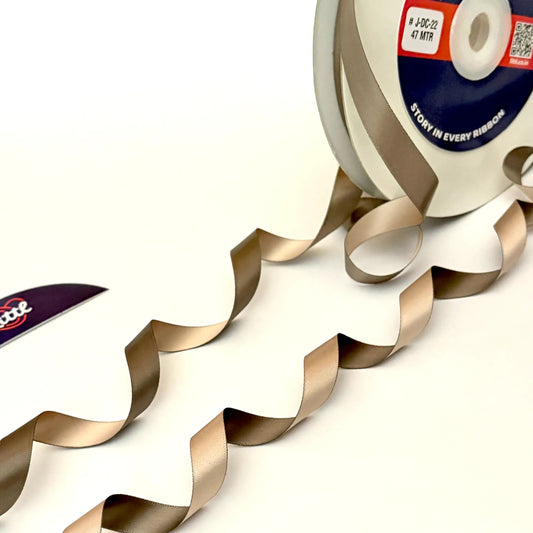 Ribbon-Satin Ribbon 1/2 Inch 47m Brown Beige Two Color Giftwrap-Littl