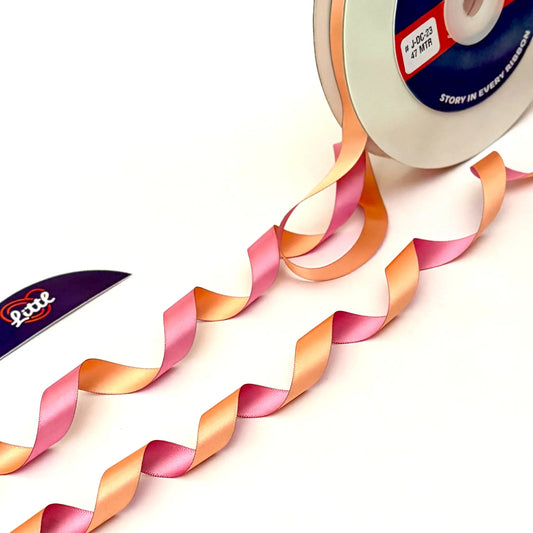 Ribbon-Satin Ribbon 1/2 Inch 47m Pink Peach Two Color Giftwrap-Littl