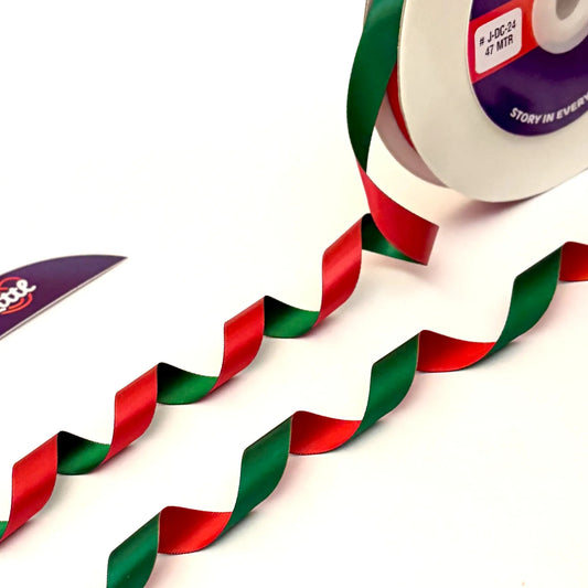 Ribbon-Gift Ribbon 1/2 Inch 47m Red Green Two Color Décor-Littl